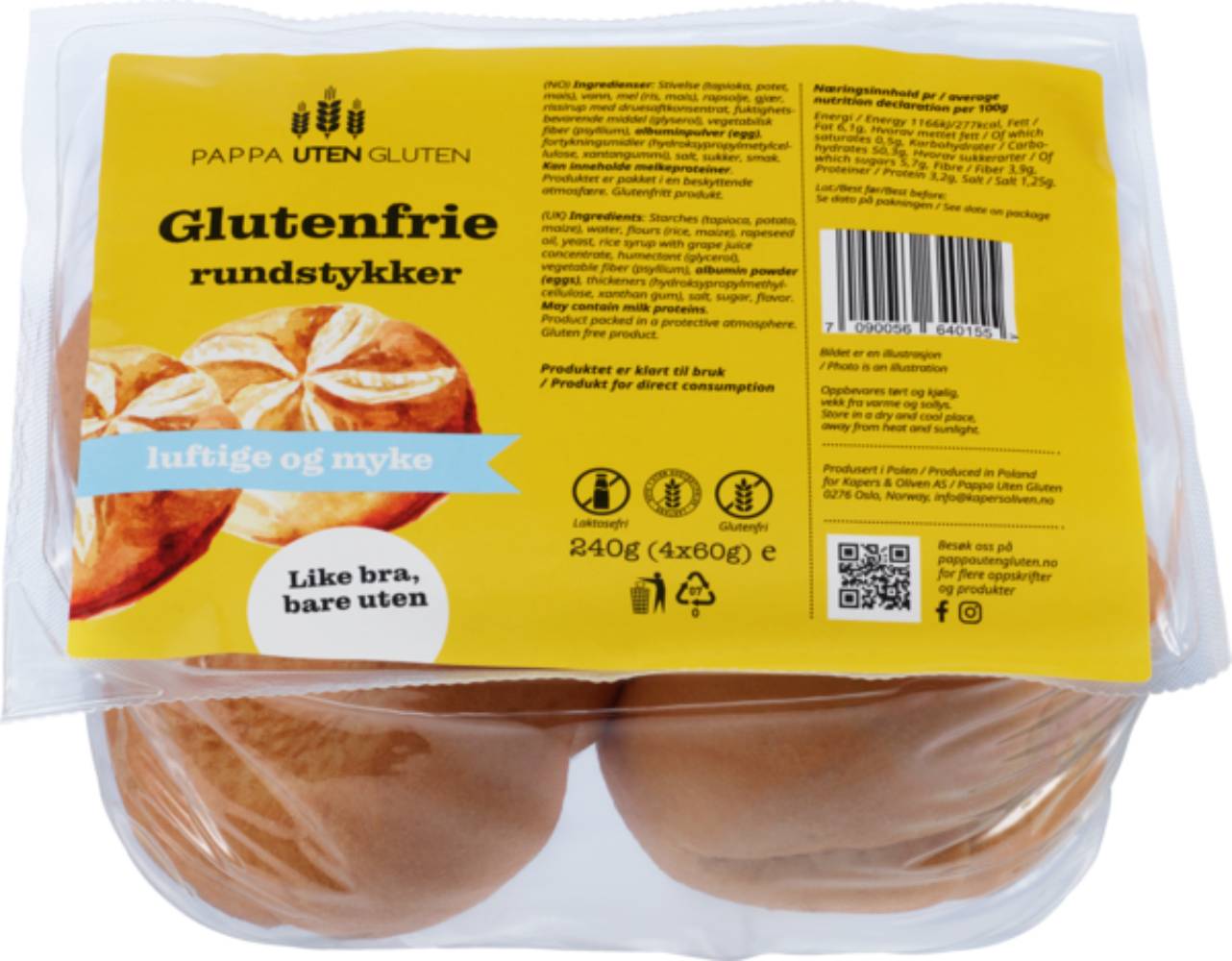 Glutenfrie rundstykker 8 stk