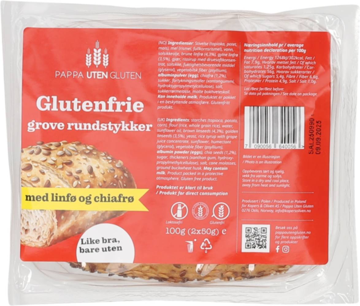 Glutenfrie grove rundstykker 12 stk